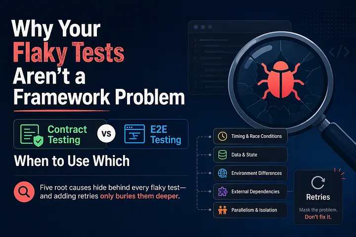 Why Your Flaky Tests Aren’t a Framework Problem, “Contract Testing vs E2E: When to Use Which”