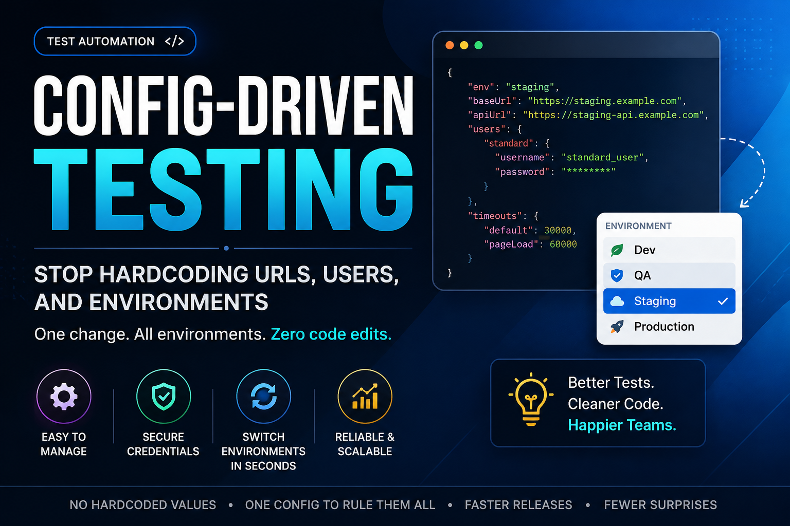 Config-Driven Testing: Stop Hardcoding URLs, Users, and Environments